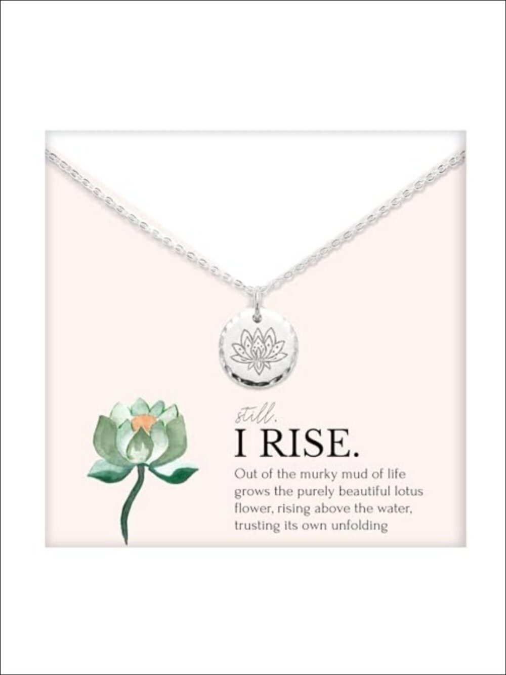 Sterling Silver Lotus Pendant Necklace Inspirational Gift